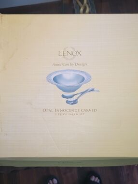 Lenox Opal Innocence Carved 3-Piece Salad Set. Aluminum. Silver